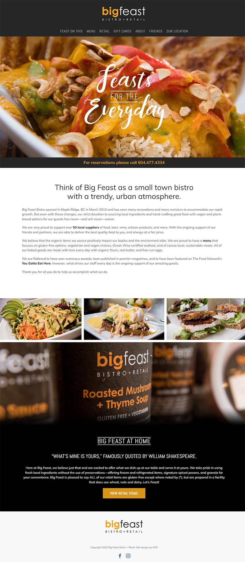 Big Feast Website Homepage