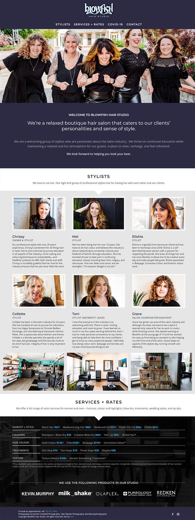 Blowfish Hair Studio Website Homepage