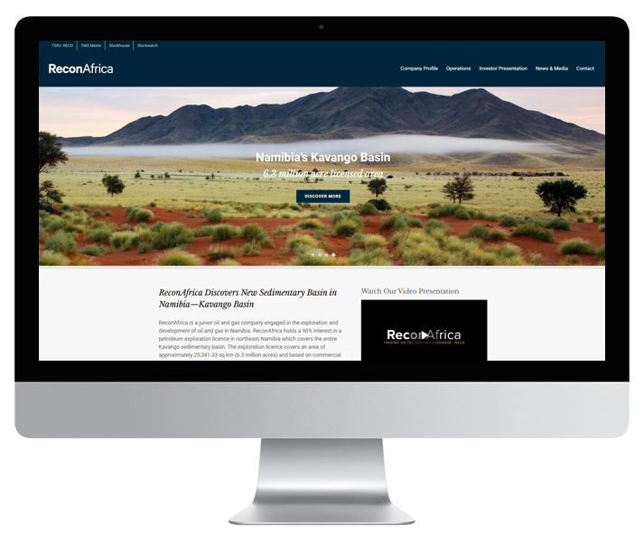 ReconAfrica Website by HCD